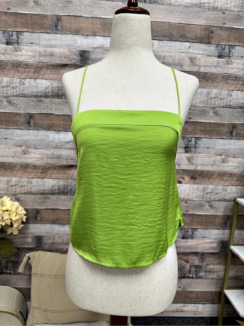 Urban Outfitters Chartreuse crop cami XS